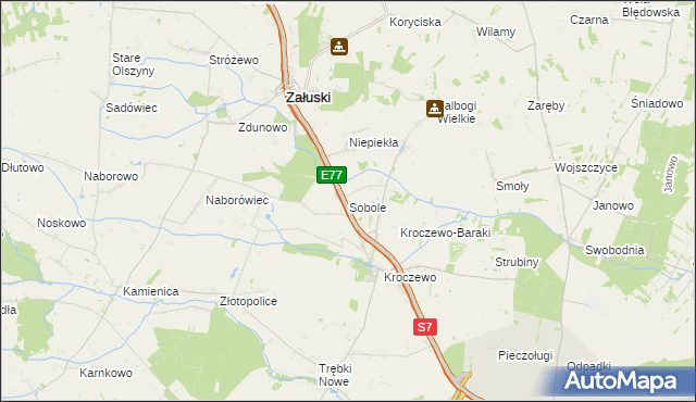 mapa Sobole gmina Załuski, Sobole gmina Załuski na mapie Targeo