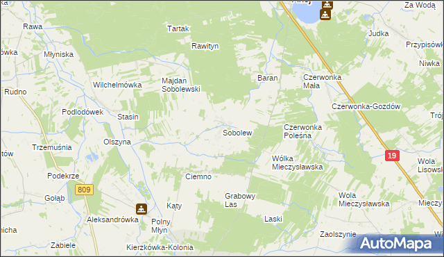 mapa Sobolew gmina Firlej, Sobolew gmina Firlej na mapie Targeo