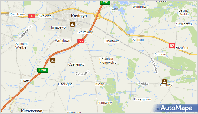 mapa Sokolniki Klonowskie, Sokolniki Klonowskie na mapie Targeo