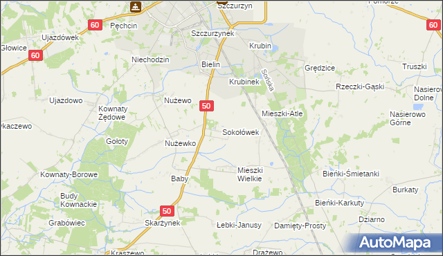 mapa Sokołówek gmina Ciechanów, Sokołówek gmina Ciechanów na mapie Targeo