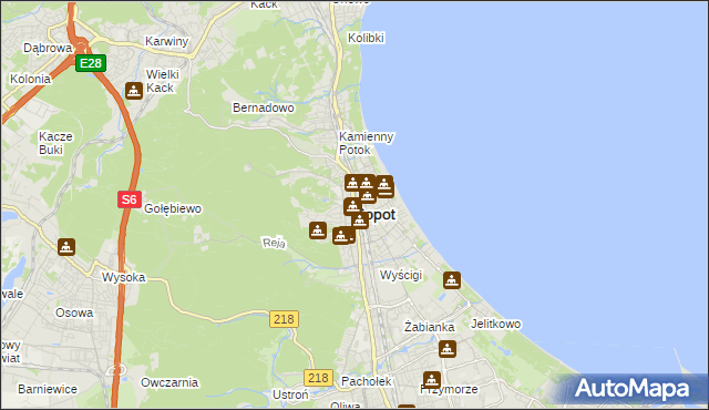 mapa Sopotu, Sopot na mapie Targeo