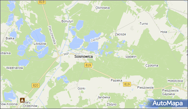 mapa Sosnowica-Dwór, Sosnowica-Dwór na mapie Targeo