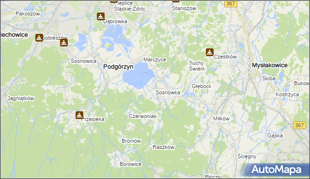 mapa Sosnówka gmina Podgórzyn, Sosnówka gmina Podgórzyn na mapie Targeo