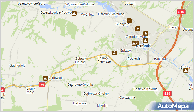 mapa Spławy Pierwsze, Spławy Pierwsze na mapie Targeo