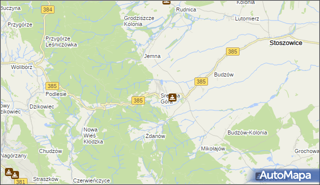 mapa Srebrna Góra gmina Stoszowice, Srebrna Góra gmina Stoszowice na mapie Targeo