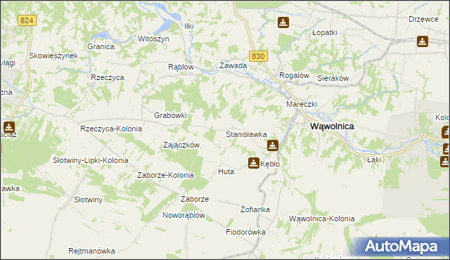 mapa Stanisławka gmina Wąwolnica, Stanisławka gmina Wąwolnica na mapie Targeo