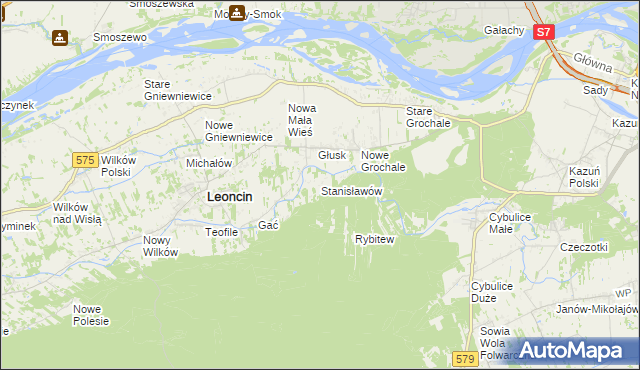 mapa Stanisławów gmina Leoncin, Stanisławów gmina Leoncin na mapie Targeo