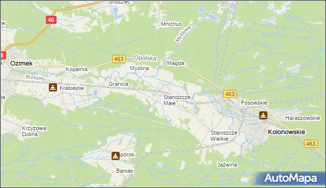 mapa Staniszcze Małe, Staniszcze Małe na mapie Targeo