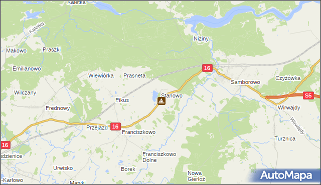 mapa Stanowo gmina Iława, Stanowo gmina Iława na mapie Targeo