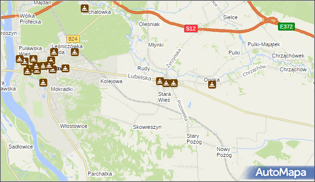 mapa Stara Wieś gmina Końskowola, Stara Wieś gmina Końskowola na mapie Targeo