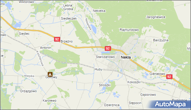 mapa Starczanowo gmina Nekla, Starczanowo gmina Nekla na mapie Targeo