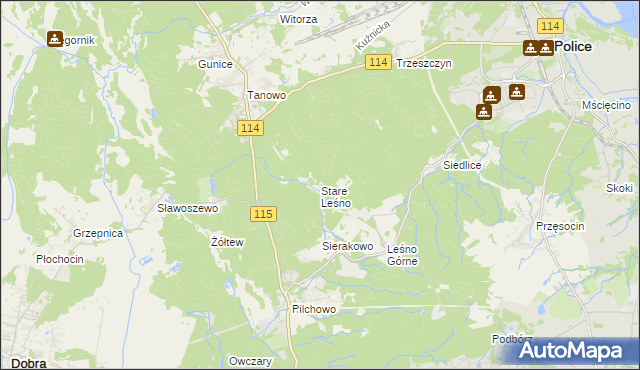 mapa Stare Leśno, Stare Leśno na mapie Targeo