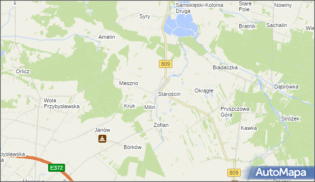mapa Starościn gmina Kamionka, Starościn gmina Kamionka na mapie Targeo
