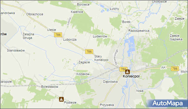 mapa Stary Koniecpol, Stary Koniecpol na mapie Targeo