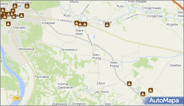 mapa Stary Pożóg, Stary Pożóg na mapie Targeo