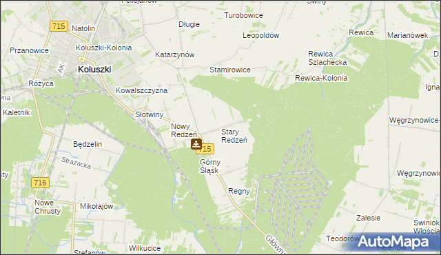 mapa Stary Redzeń, Stary Redzeń na mapie Targeo