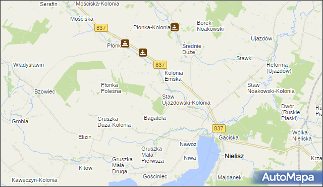 mapa Staw Ujazdowski-Kolonia, Staw Ujazdowski-Kolonia na mapie Targeo