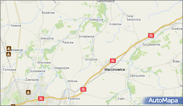 mapa Stefanowice gmina Marcinowice, Stefanowice gmina Marcinowice na mapie Targeo