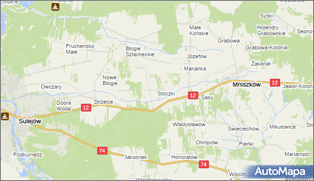 mapa Stoczki gmina Mniszków, Stoczki gmina Mniszków na mapie Targeo