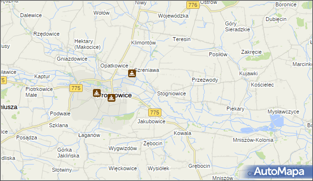 mapa Stogniowice, Stogniowice na mapie Targeo