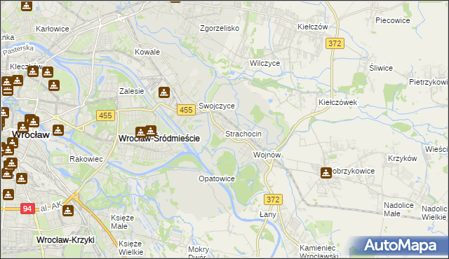 mapa Strachocin gmina Wrocław, Strachocin gmina Wrocław na mapie Targeo