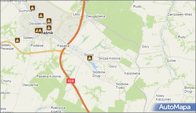 mapa Stróża-Kolonia, Stróża-Kolonia na mapie Targeo