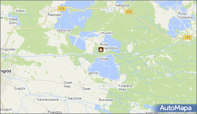 mapa Stróże gmina Żmigród, Stróże gmina Żmigród na mapie Targeo