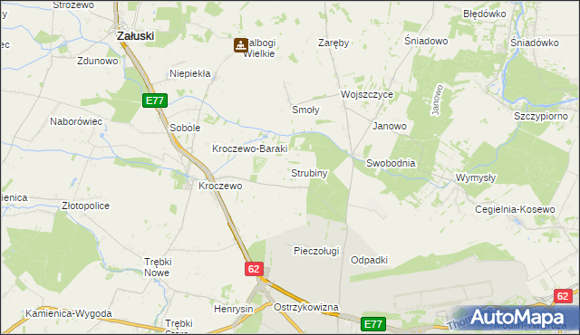 mapa Strubiny gmina Zakroczym, Strubiny gmina Zakroczym na mapie Targeo