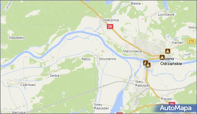 mapa Strumienno gmina Krosno Odrzańskie, Strumienno gmina Krosno Odrzańskie na mapie Targeo