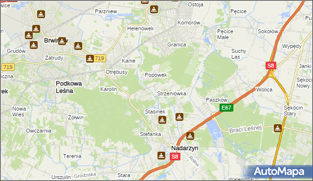 mapa Strzeniówka, Strzeniówka na mapie Targeo