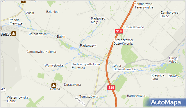 mapa Strzeszkowice Małe, Strzeszkowice Małe na mapie Targeo