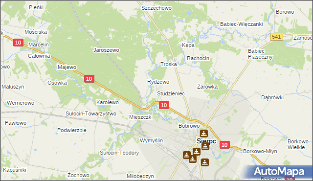 mapa Studzieniec gmina Sierpc, Studzieniec gmina Sierpc na mapie Targeo