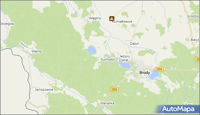 mapa Suchodół gmina Brody, Suchodół gmina Brody na mapie Targeo