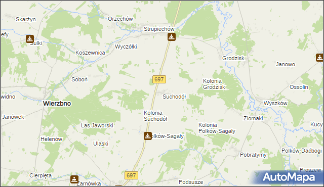 mapa Suchodół gmina Grębków, Suchodół gmina Grębków na mapie Targeo