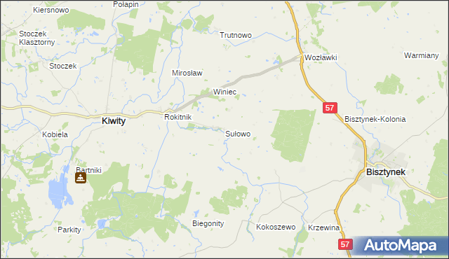 mapa Sułowo gmina Bisztynek, Sułowo gmina Bisztynek na mapie Targeo