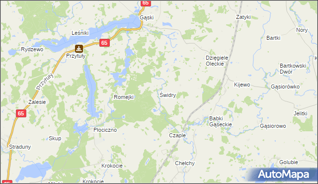 mapa Świdry gmina Olecko, Świdry gmina Olecko na mapie Targeo