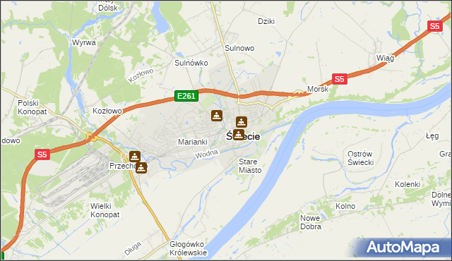 mapa Świecie, Świecie na mapie Targeo