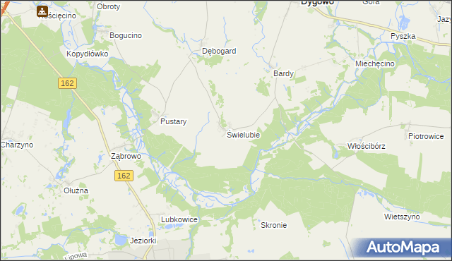mapa Świelubie gmina Dygowo, Świelubie gmina Dygowo na mapie Targeo