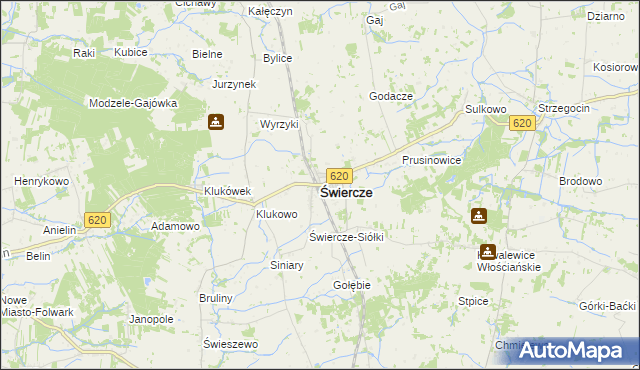 mapa Świercze powiat pułtuski, Świercze powiat pułtuski na mapie Targeo