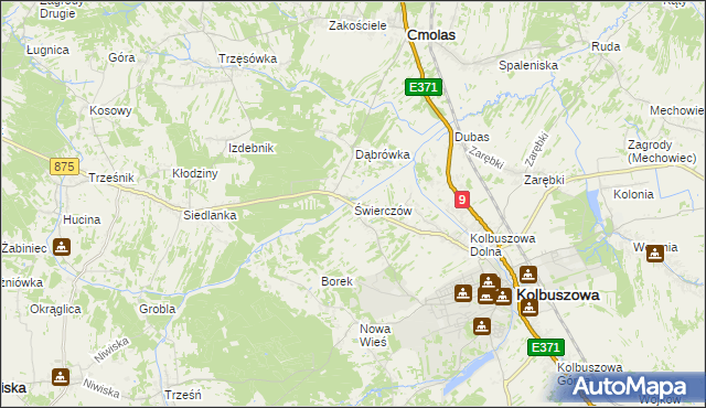 mapa Świerczów gmina Kolbuszowa, Świerczów gmina Kolbuszowa na mapie Targeo