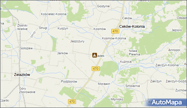 mapa Szadek gmina Ceków-Kolonia, Szadek gmina Ceków-Kolonia na mapie Targeo