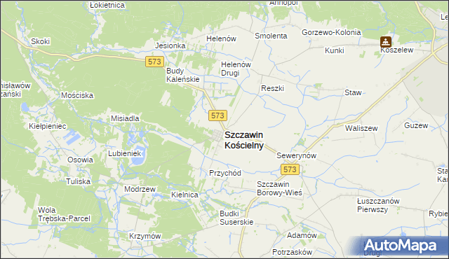 mapa Szczawin Kościelny, Szczawin Kościelny na mapie Targeo