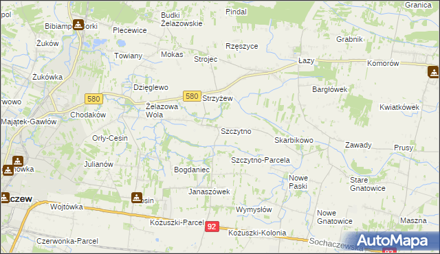 mapa Szczytno gmina Kampinos, Szczytno gmina Kampinos na mapie Targeo