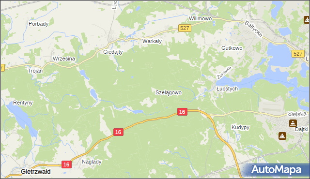 mapa Szelągowo, Szelągowo na mapie Targeo