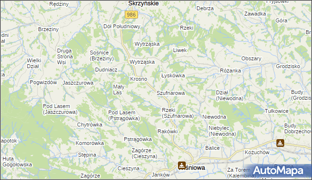 mapa Szufnarowa, Szufnarowa na mapie Targeo