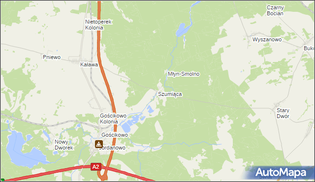 mapa Szumiąca gmina Międzyrzecz, Szumiąca gmina Międzyrzecz na mapie Targeo