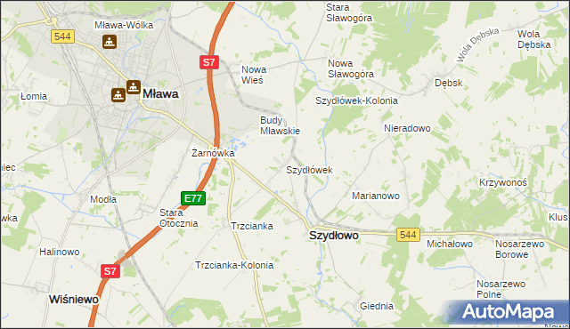 mapa Szydłówek gmina Szydłowo, Szydłówek gmina Szydłowo na mapie Targeo