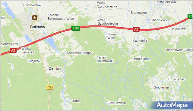 mapa Tartak Bolimowski, Tartak Bolimowski na mapie Targeo