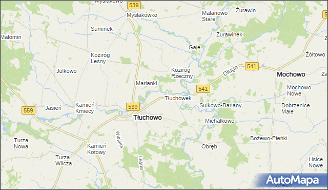 mapa Tłuchówek, Tłuchówek na mapie Targeo