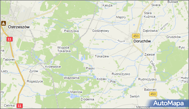 mapa Tokarzew gmina Doruchów, Tokarzew gmina Doruchów na mapie Targeo